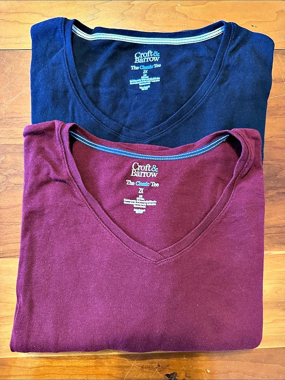 Croft & Barrow The Classic Tee 2X V-Neck T-Shirts 2-Pack Maroon & Navy
